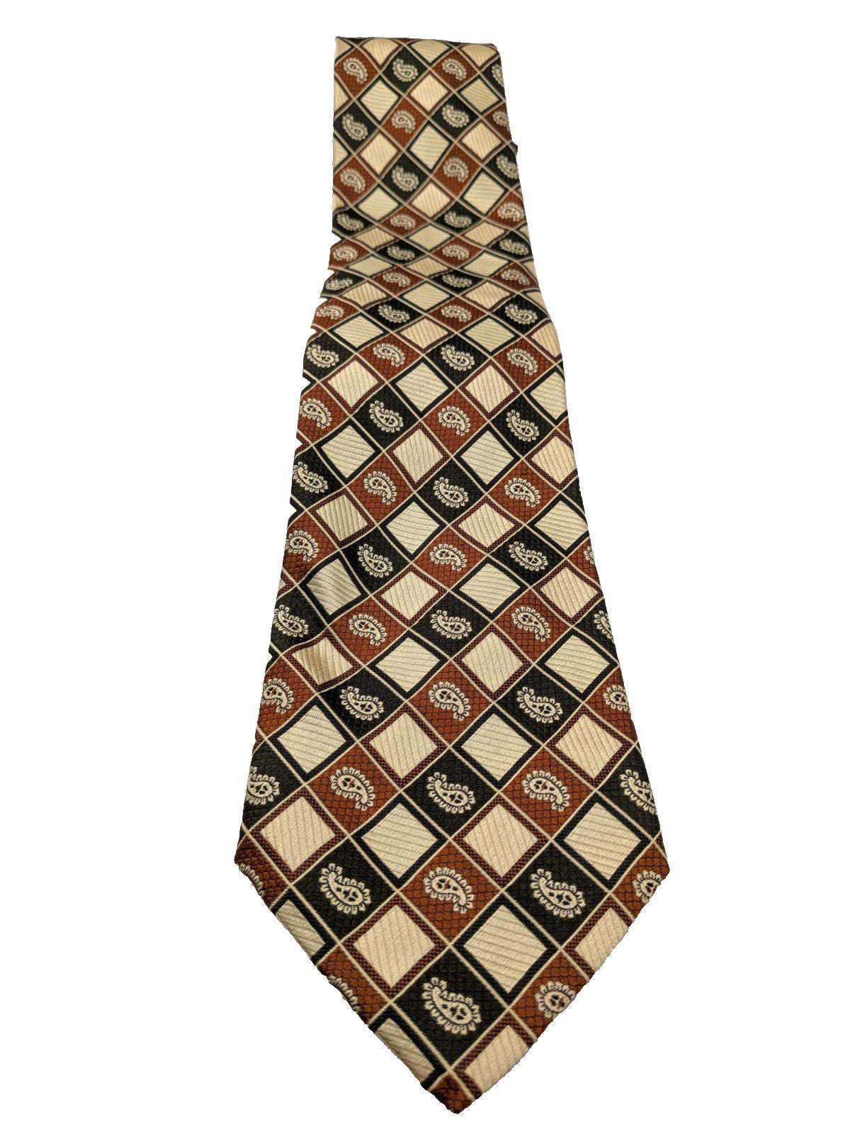 Cravatta Vintage Egon von Furstenberg 100% Seta Made in Italy Paisley Geometrica