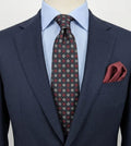 Giorgio Armani Cravatta Uomo 100% Seta Blu Fantasia Geometrica Made in Italy