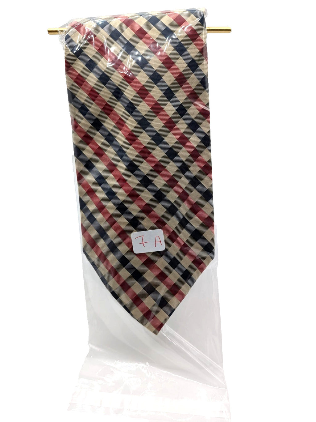 Cravatta Nouvelle Paris 100% Seta Check Blu Rosso Beige Uomo Elegante Vintage
