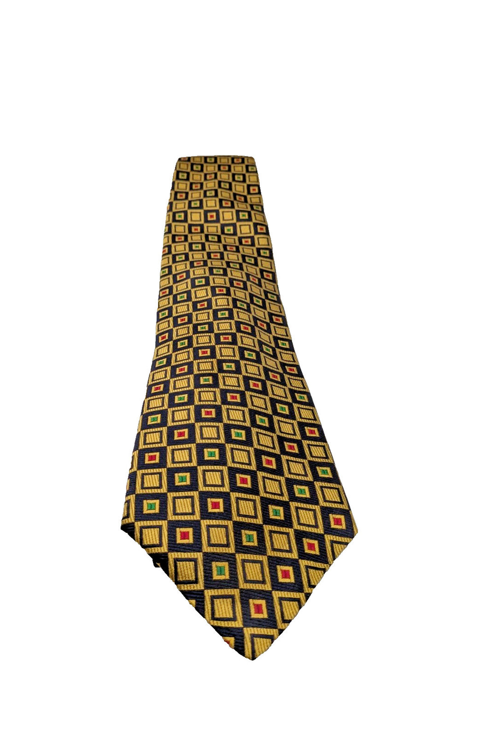 Cravatta Luca Casiraghi 100% Seta Blu Oro Geometrica Made in Italy Vintage Uomo