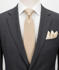 I Frutti della Seta Cravatta Uomo Pura Seta Beige Made in Italy Elegante 9,5cm