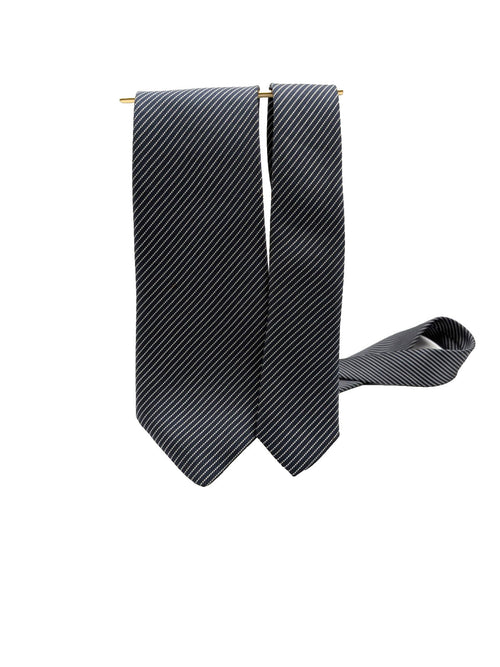 Clubmen of London Cravatta Uomo Grigio Antracite Righe Argento Made in Italy 8 c