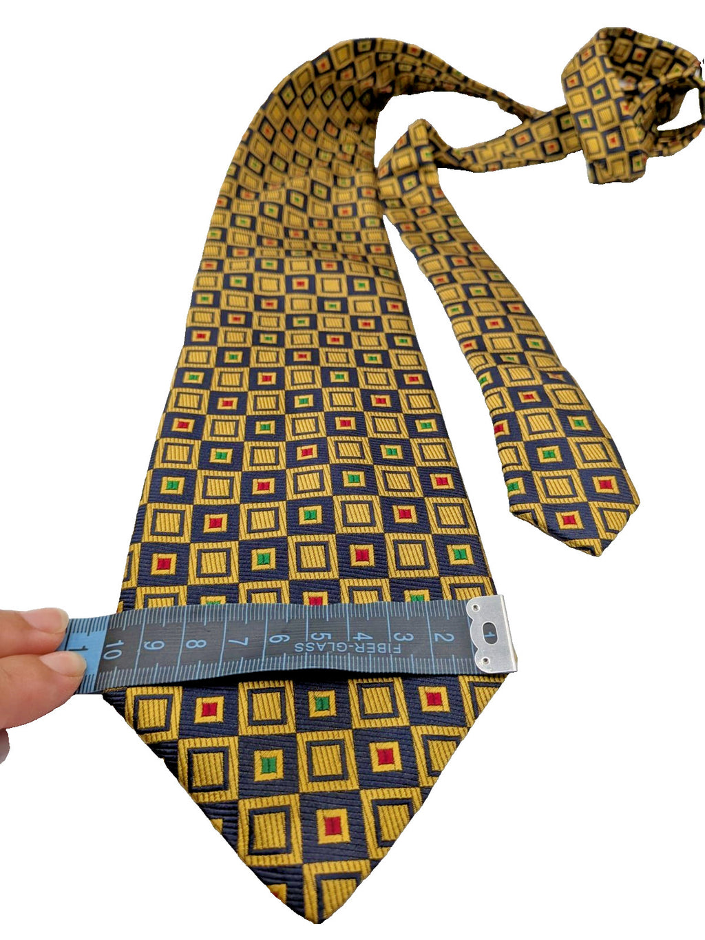 Cravatta Luca Casiraghi 100% Seta Blu Oro Geometrica Made in Italy Vintage Uomo