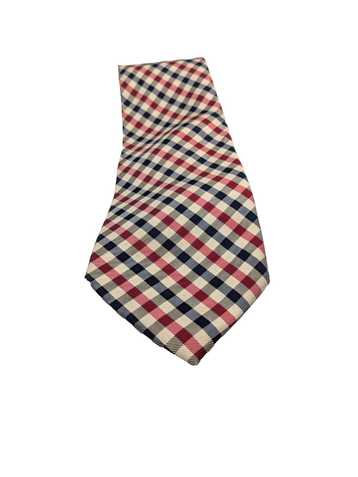 Cravatta Nouvelle Paris 100% Seta Check Blu Rosso Beige Uomo Elegante Vintage