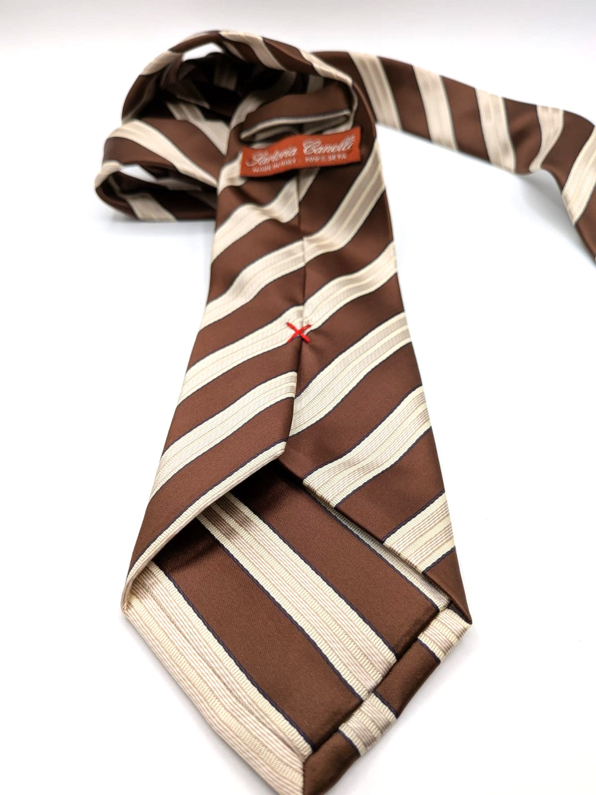 Cravatta Sartoria Canelli 100% Seta Fatta a Mano Made in Italy Righe Marrone
