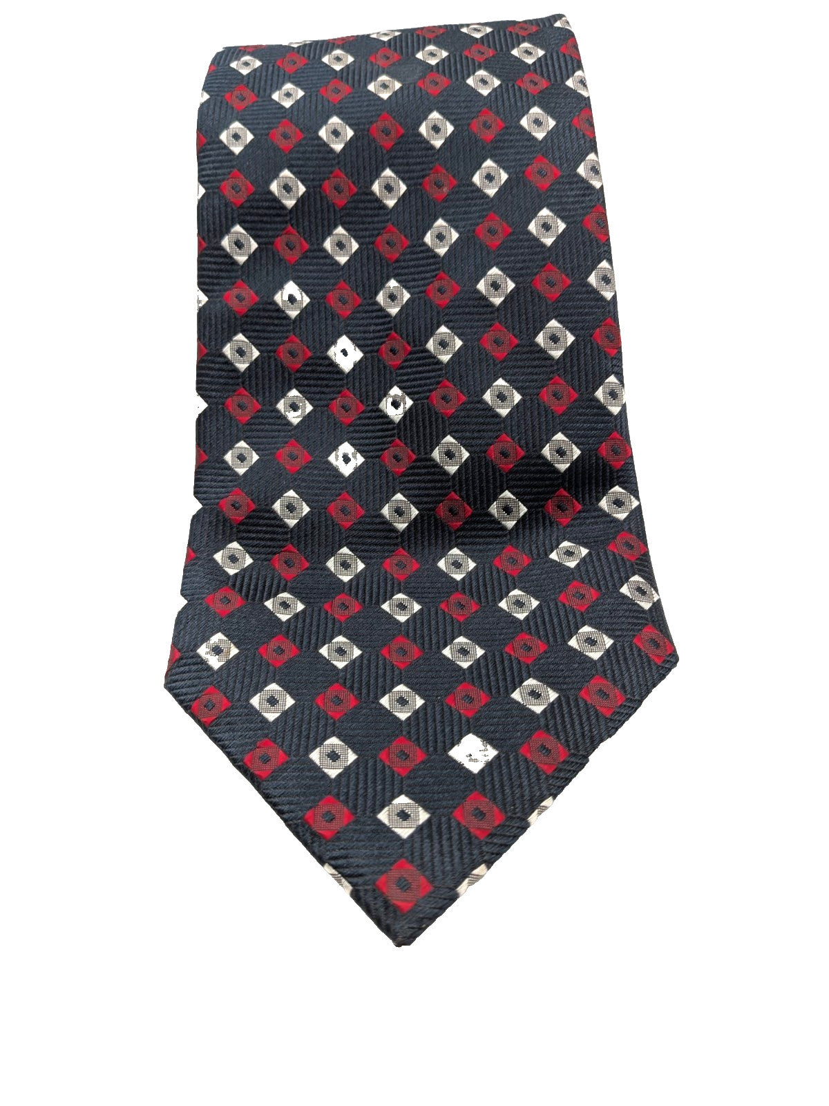 Giorgio Armani Cravatta Uomo 100% Seta Blu Fantasia Geometrica Made in Italy
