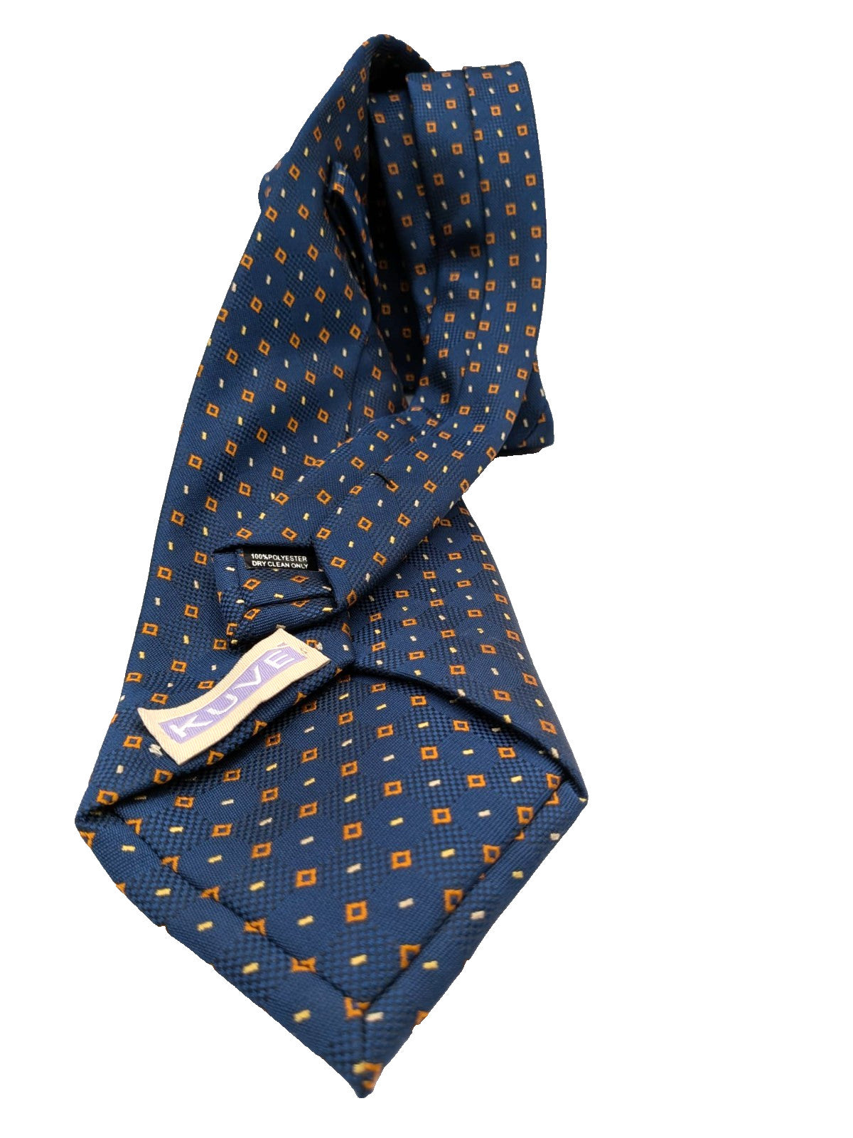 Cravatta KUVE Uomo Blu Fantasia Micro Geometrica Elegante Business 100% Polieste