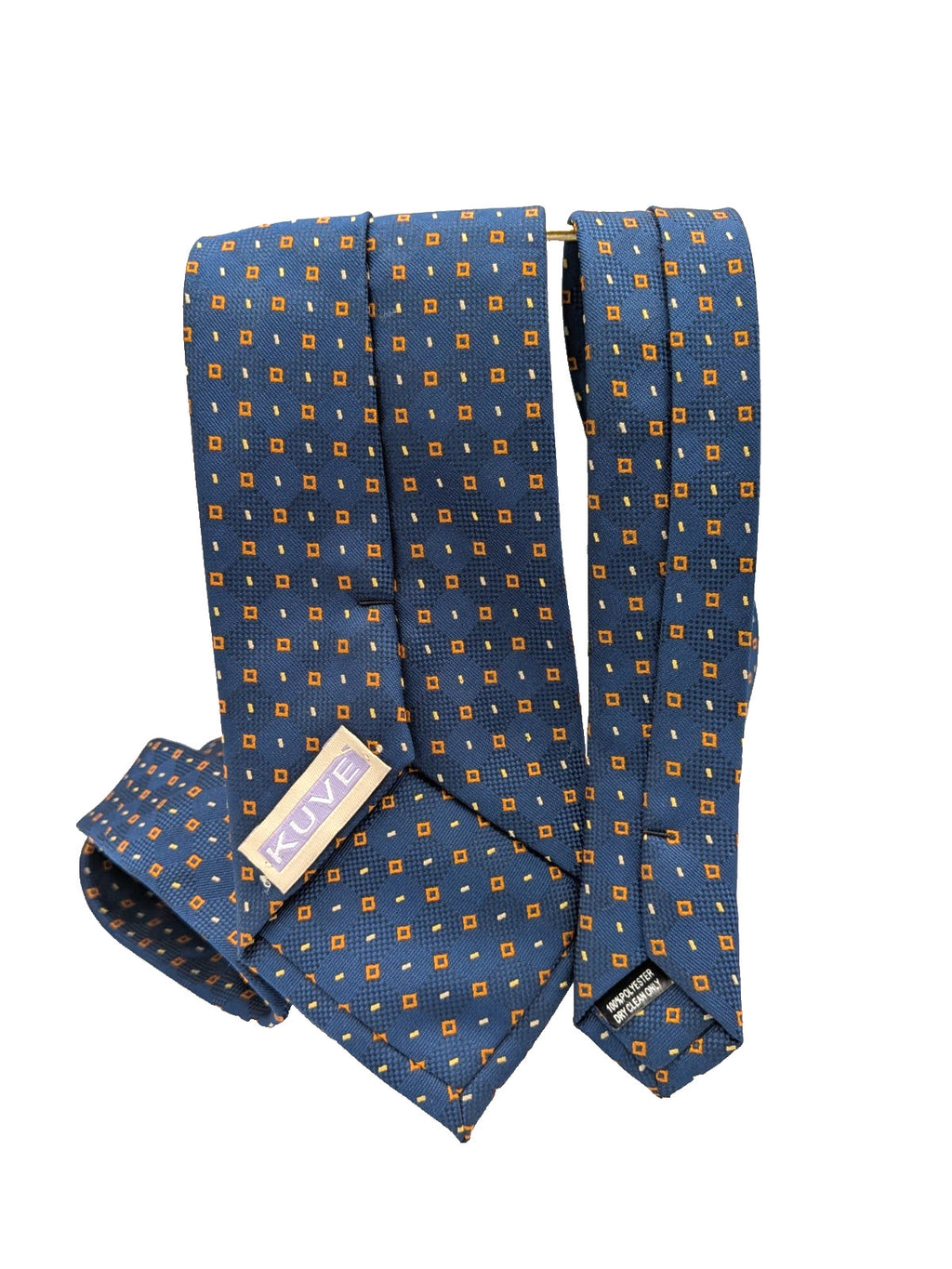 Cravatta KUVE Uomo Blu Fantasia Micro Geometrica Elegante Business 100% Polieste