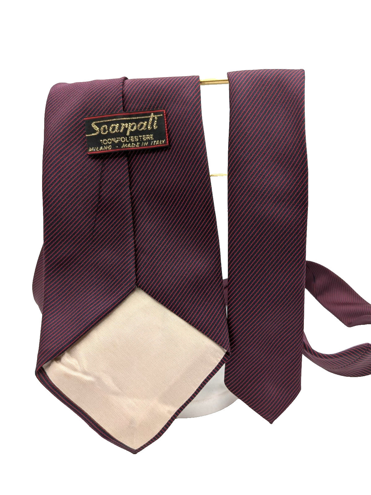 Cravatta Scarpati Uomo Bordeaux Blu Righe Diagonali 100% Poliestere Made in Ita