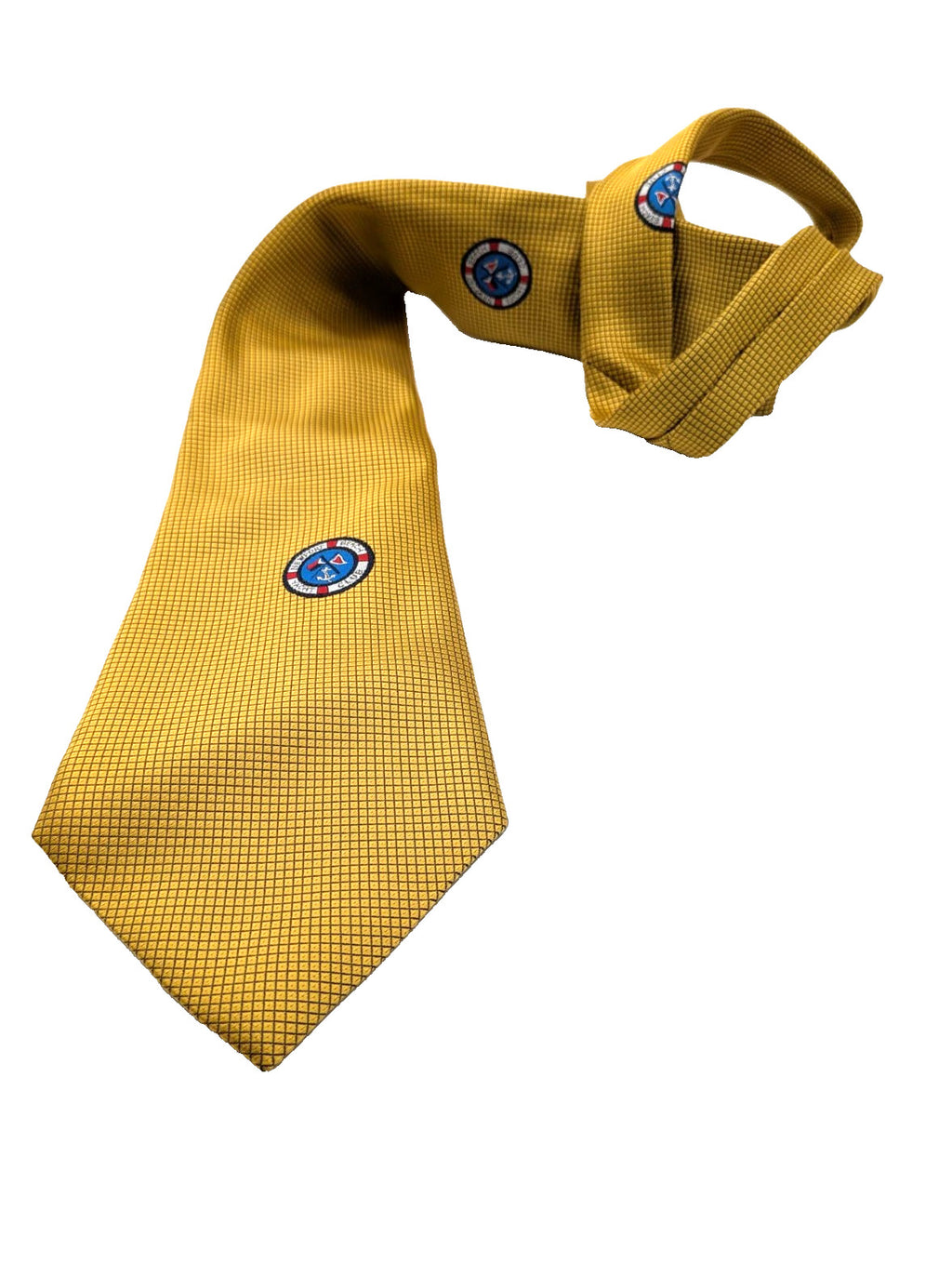 Cravatta Vintage 100% Seta Made in Italy Newport Beach Club Oro Nautica Ricamo