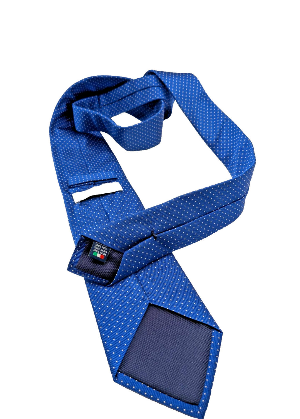 OLGA Milano Cravatta Uomo 100% Seta Made in Italy Azzurra Micro Pois Elegante 8