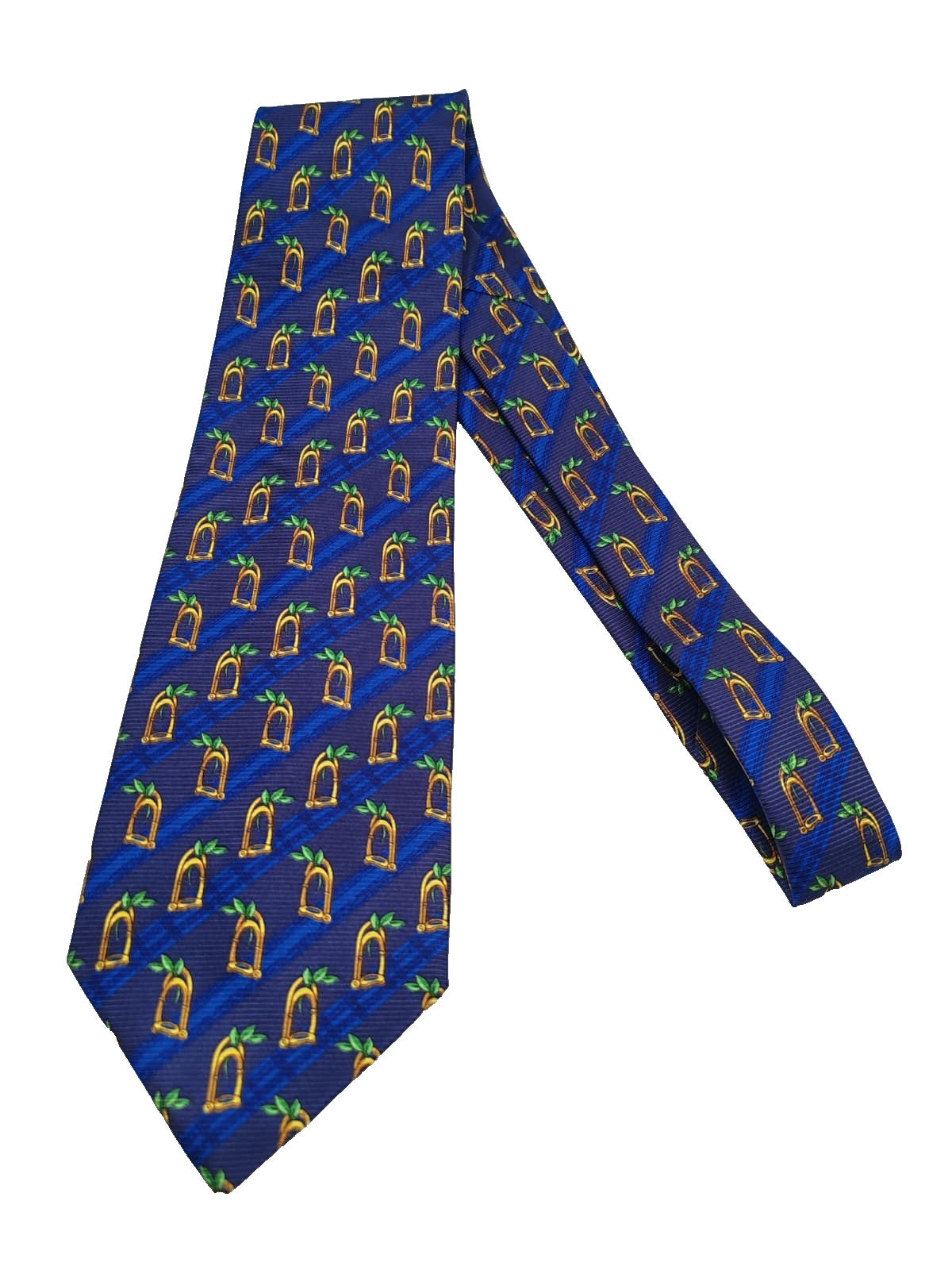 Cravatta DORMER Vintage Seta Pura Hand Made in Italy Blu Giallo Luxury Silk Tie