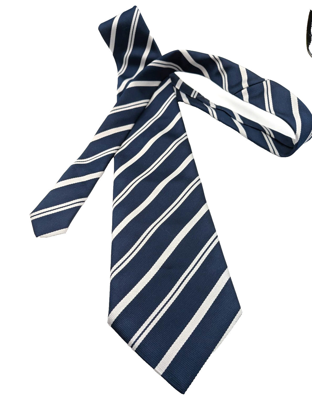 Cravatta Damiani Diffusion 100% Seta Made in Italy Blu a Righe Bianco Argento