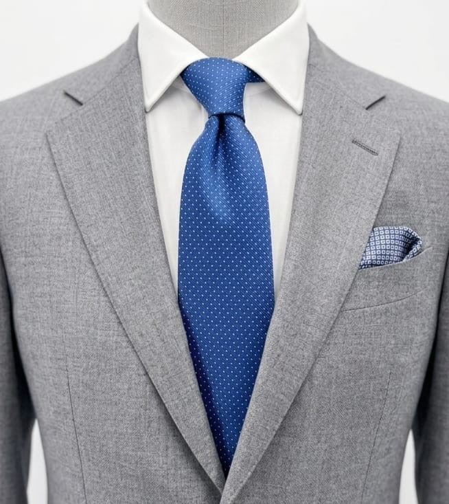 OLGA Milano Cravatta Uomo 100% Seta Made in Italy Azzurra Micro Pois Elegante 8