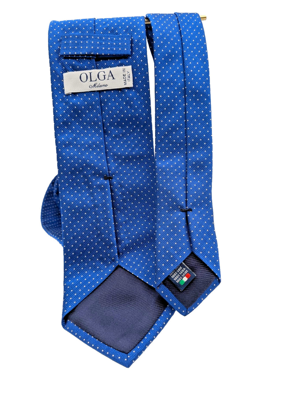 OLGA Milano Cravatta Uomo 100% Seta Made in Italy Azzurra Micro Pois Elegante 8