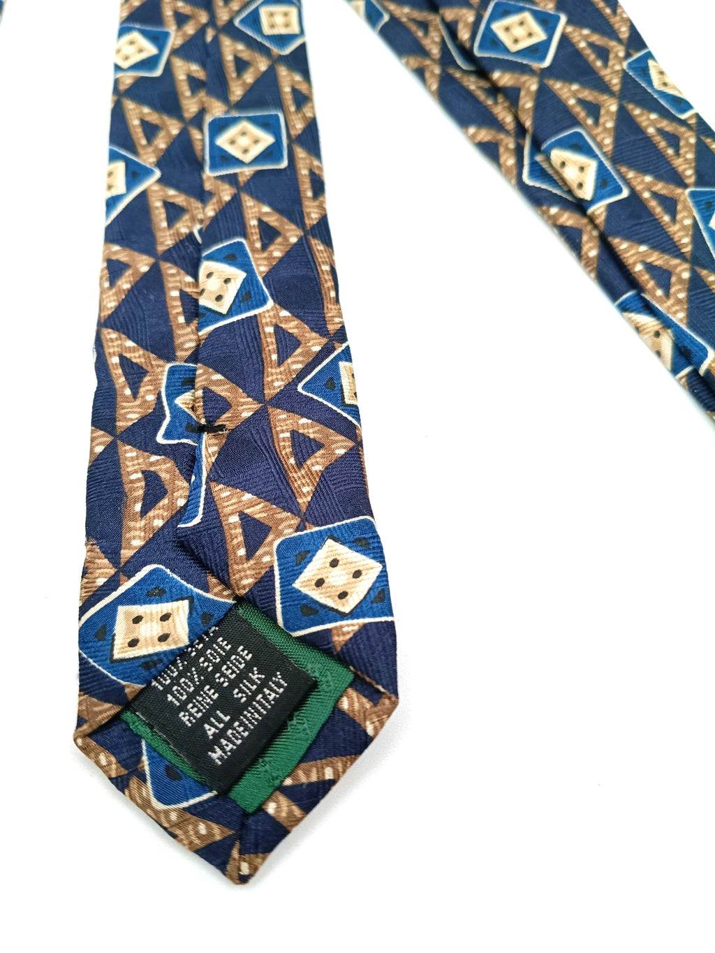 Cravatta Andrew's Ties Milano 100% Seta Geometrica Blu Made in Italy Vintage