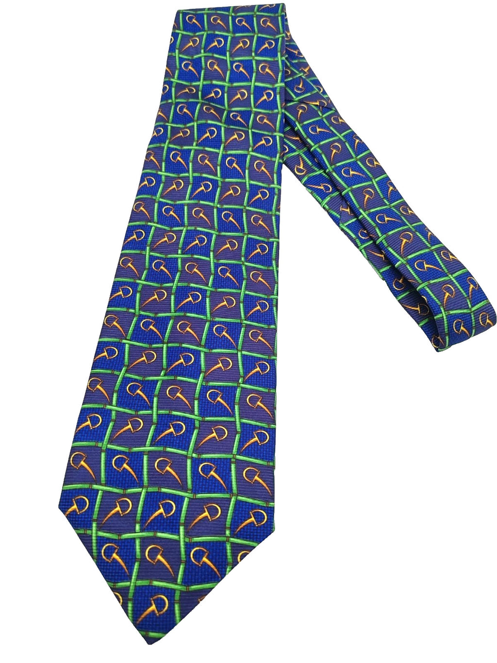 Cravatta DORMER Vintage 100% Seta Blu Verde Oro Made in Italy Luxury Silk Tie 9c