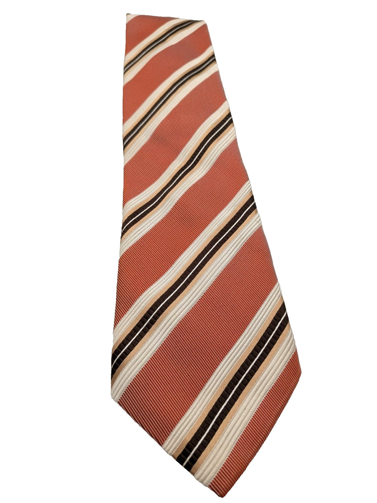 Canali Cravatta Uomo 100% Seta Made in Italy Regimental Salmone Righe 9 cm