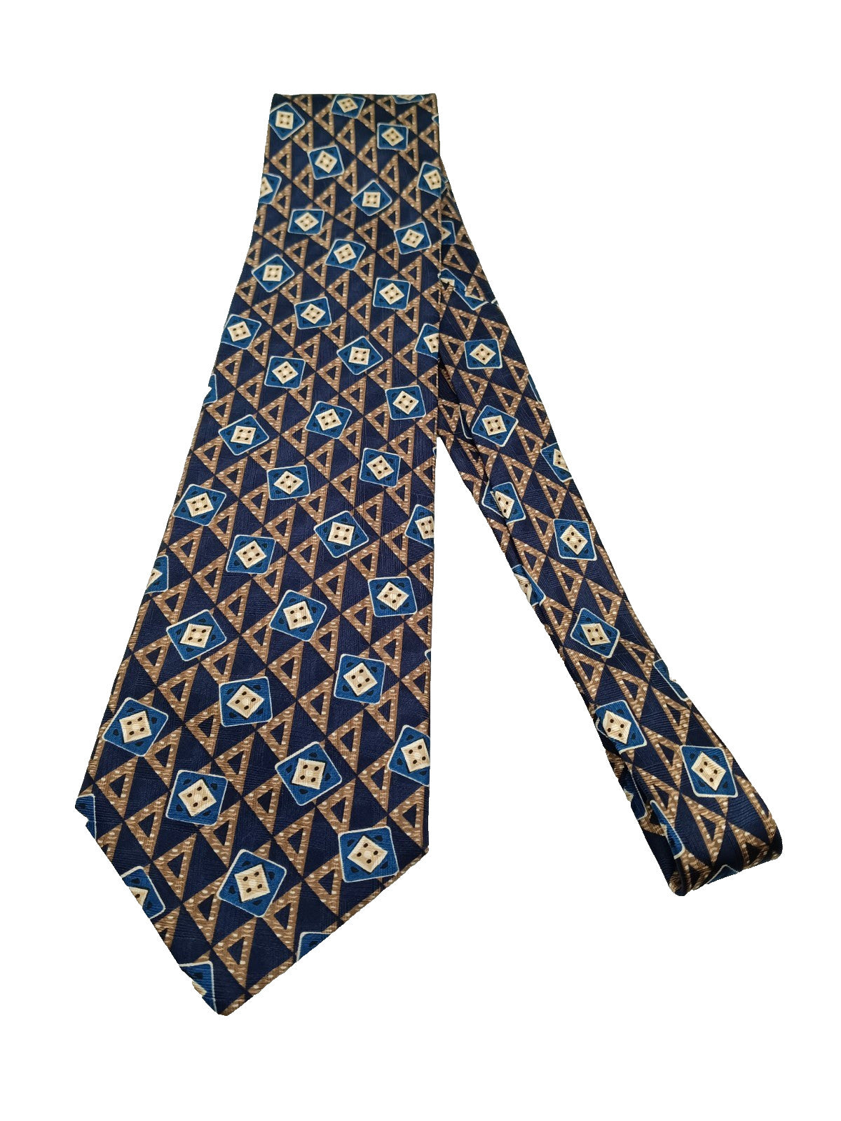 Cravatta Andrew's Ties Milano 100% Seta Geometrica Blu Made in Italy Vintage